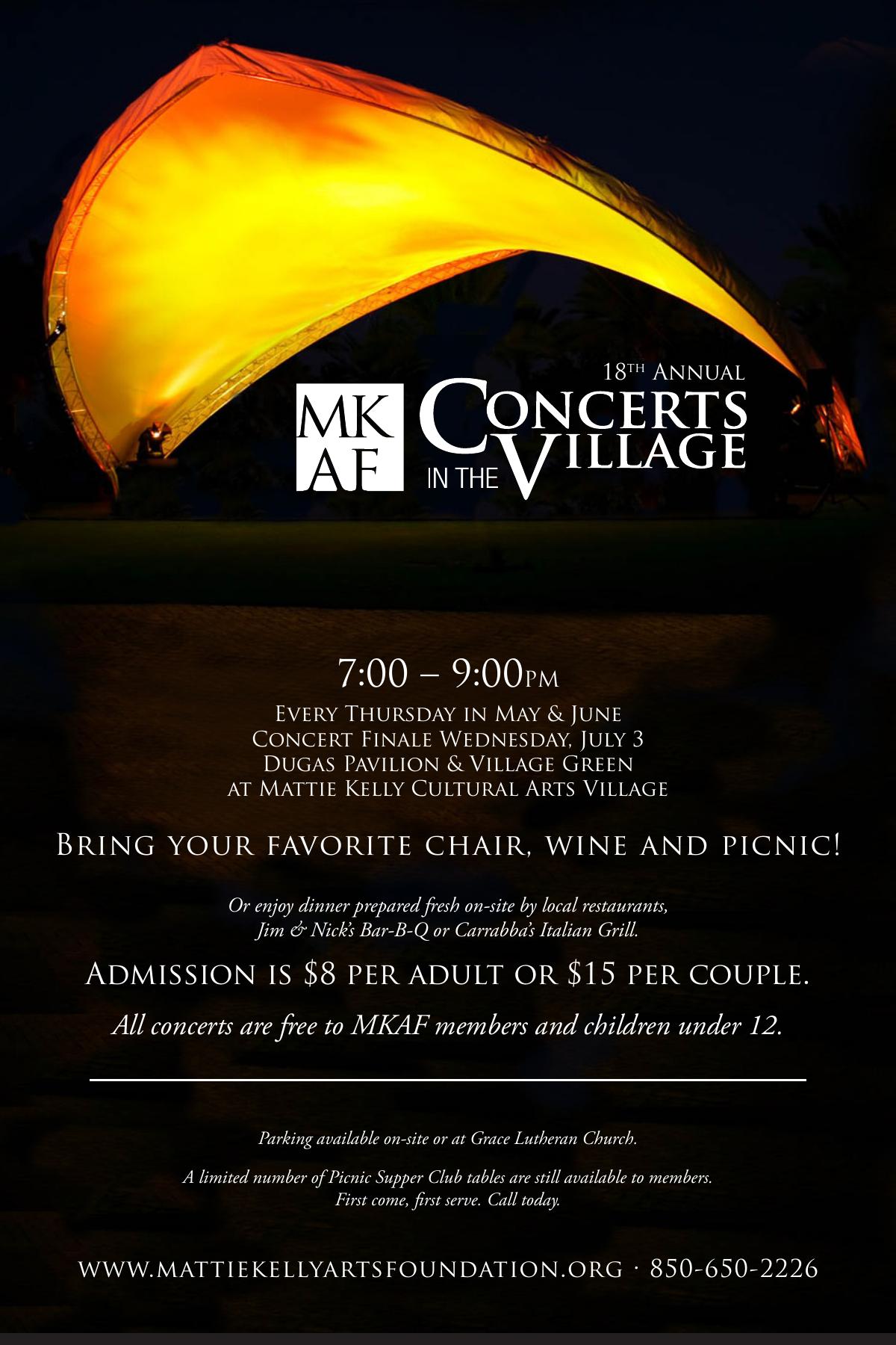 Concerts in the Village vertical promotion